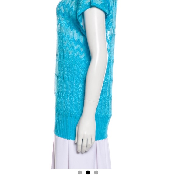 Authentic M Missoni turquoise blue oversized short sleeve sweater top, 100% silk - Picture 2 of 5